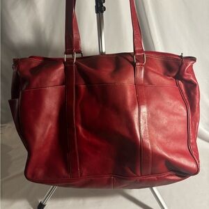 Red Leather Tote Bag